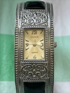 Studio Time Silver Tone Women’s Cuff Watch
